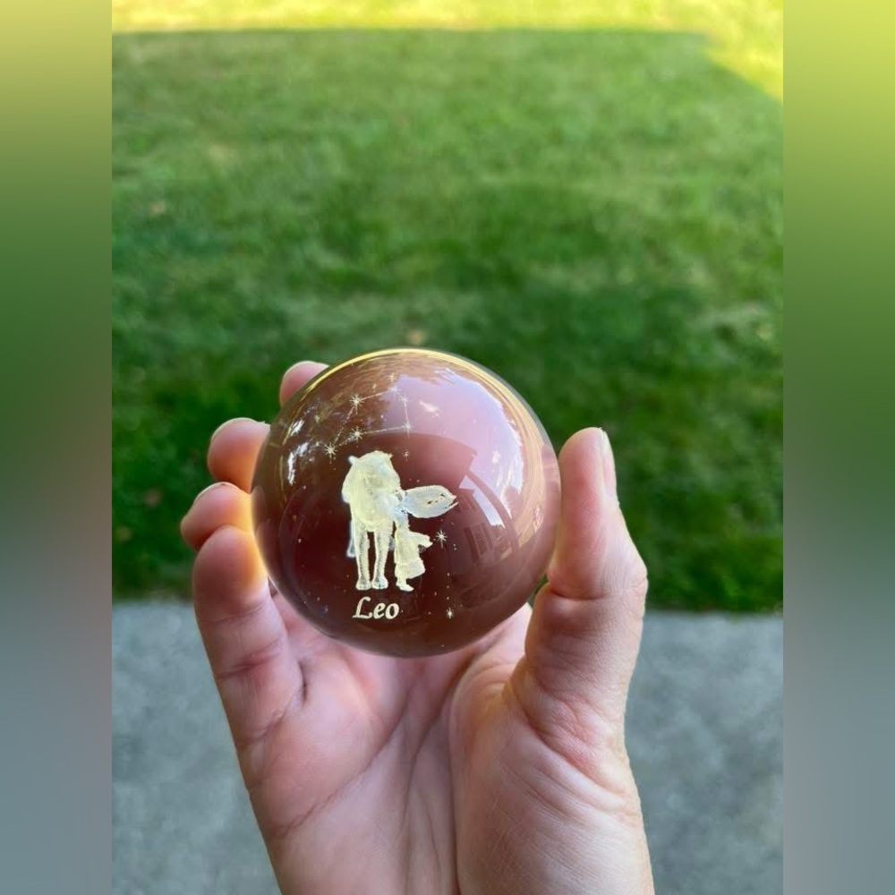 Leo Glass Sphere with Engraving